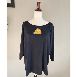 Quacker Factory Women's Halloween Spooky Tunic Top SZ 1X Jack O Lantern